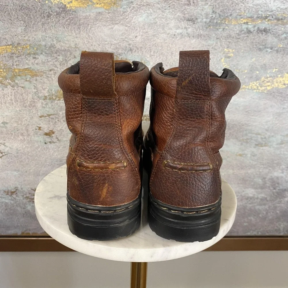 Justin 991 Chukka Boots Mens Size 7.5M Brown Leather Ankle Work Lace Up Lug Sole